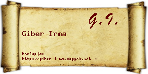 Giber Irma névjegykártya